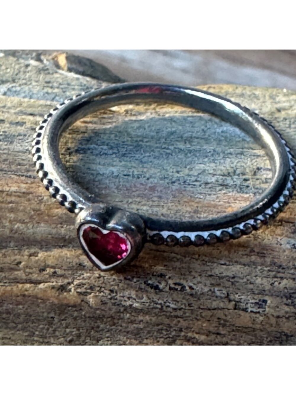 Pandora Ring Women Size 50 Sterling Silver Elevated Red Heart Band 925 ALE